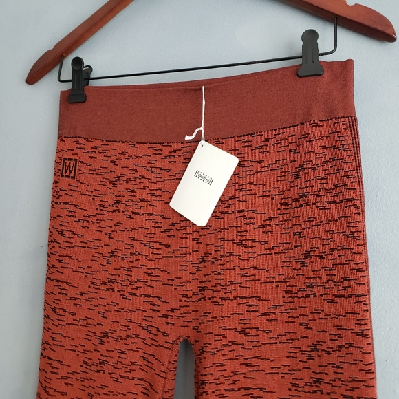 NIB, WOLFORD, ORANGE BLACK ZIPPER LEGGINGS M,L - Picture 2 of 15